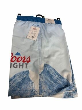 Coors Light Graphic Swim Trunks/board shorts in Light Blue and Royal Blue